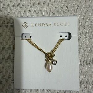 Kendra Scott Gold Pearl Drop & CZ Charm Necklace